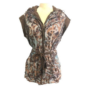 Alberto Makali Vintage Hooded Vest Brown Dyed Effect